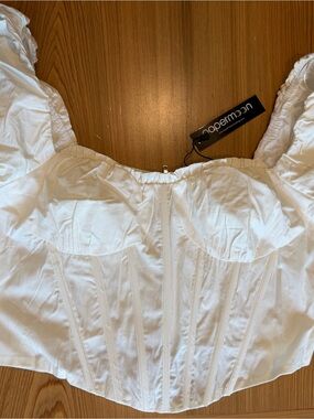 Boutique white Boned Corset Top